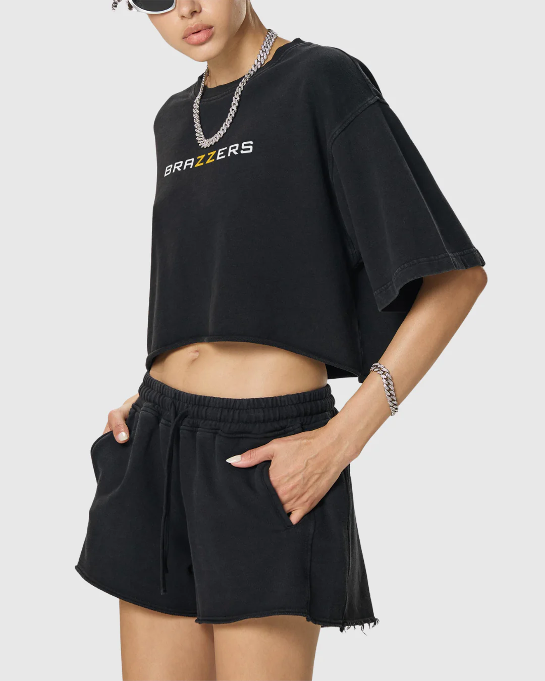 Women's Snow Washed Raw Edge Crop Tee - Image 3